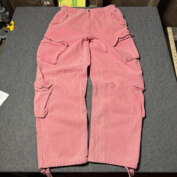 Maniere De Voir Pants - Maniere De Voir Pink Cargo Pants Womens 12 Utility Rave Streetwear Y2K Grunge